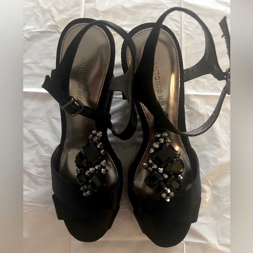 Antonio Melani Aubrey 002 Black Satin Shoes- Brand Never Bern Worn!